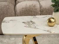 Stolik kawowy glamour RANDY 120 BIAŁY MARMUR - ZŁOTY - ceramiczny blat 