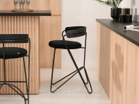 Eleganckie krzesło barowe RUFIN CZARNY - CZARNE NOGI - designerska linia