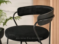 Eleganckie krzesło barowe RUFIN CZARNY - CZARNE NOGI - wygodne siedzisko