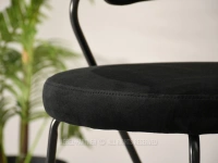 Eleganckie krzesło barowe RUFIN CZARNY - CZARNE NOGI - welurowe siedzisko