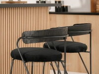 Eleganckie krzesło barowe RUFIN CZARNY - CZARNE NOGI - designerski tył
