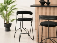 Eleganckie krzesło barowe RUFIN CZARNY - CZARNE NOGI - wyjątkowa bryła