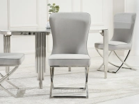 Krzesło pikowane glamour NELSON SZARY TKANINA - CHROM - elegancka bryła