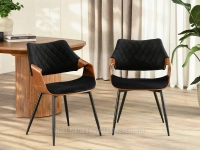 Krzesło RENZO z drewna giętego orzech i CZARNEGO weluru - elegancki design do jadalni lub salonu
