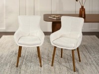 Eleganckie krzesło tapicerowane do jadalni BIAŁY KREM CORDIA ORZECH - ponadczasowy design