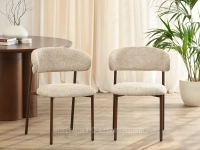 Krzesło z zaokrąglonym oparciem CIEMNY BEŻ IZOLDA NOGI ORZECH - stylowy design do salonu lub jadalni