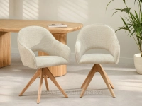 Eleganckie obrotowe krzesło z podłokietnikami BEŻOWY LEONOR DĄB - stylowe krzesła do jadalni