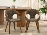 ORZECHOWE krzesło lampard  leopard print KORA CZARNO BRĄZOWY  - elegancki design do jadalni