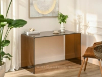 Eleganckie biurko do domowego gabinetu AMARIL BRĄZOWE SZKŁO - jednolita, minimalistyczna konstrukcja
