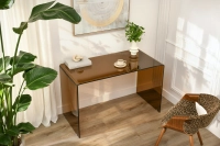 Eleganckie biurko do domowego gabinetu AMARIL BRĄZOWE SZKŁO - dymione szkło hartowane