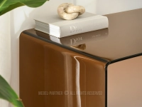 Eleganckie biurko do domowego gabinetu AMARIL BRĄZOWE SZKŁO - zaokrąglone boki