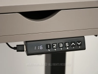 Elektryczne BEŻOWE biurko z półką i szufladami OTSO 140 CZARNY - ledowy panel sterowania