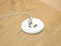 Biurko z podnoszonym blatem OTSO BIAŁY-DĄB BIAŁA NOGA - łącze USB