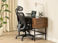 Ergonomiczny fotel do pracy z siatki mesh DAREN CZARNY - wyprofilowane oparcie z regulowane podłokietniki 