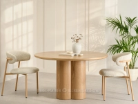 Fornirowany okrągły stół 130 cm na centralnej nodze OLMO DĄB - stylowy stół do salonu