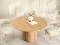 Fornirowany okrągły stół 130 cm na centralnej nodze OLMO DĄB - blat o średnicy 130 cm