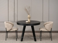 Okrągły rozkładany stół do jadalni TAURI CZARNY - złożony stół w aranżacji z krzesłem MAREN