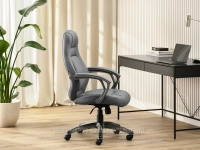 Ergonomiczny fotel biurowy DEKER SZARY z ekoskóry - wyprofilowane siedzisko 