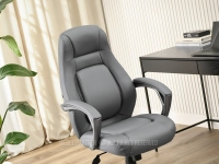 Ergonomiczny fotel biurowy DEKER SZARY z ekoskóry - skórzana tapicerka 