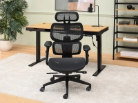 Fotel biurowy ergonomiczny CZARNY MESH HANOI - regulacja podłokietników