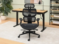 Fotel biurowy ergonomiczny CZARNY MESH HANOI - regulacja podłokietników