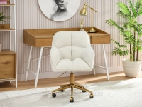 Elegancki fotel biurowy BOUCLE ISLA KREMOWY ZŁOTA NOGA - front fotela