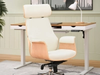 Fotel biurowy z wysokim oparciem LEONARD BUK KREMOWY - komfortowe siedzisko