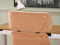 Fotel biurowy z wysokim oparciem LEONARD BUK KREMOWY - drewniany korpus