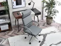 Fotel do pracy przy komputerze BOND SZARY EKO-SKÓRA - wygodny fotel do biura