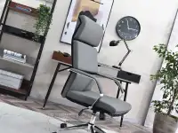 Fotel do pracy przy komputerze BOND SZARY EKO-SKÓRA - szary fotel biurowy