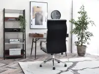 Fotel do pracy przy komputerze BOND SZARY EKO-SKÓRA - fotel z korpusem z tkaniny w kolorze czarnym