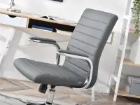 Fotel biurowy CRUZ SZARA SKÓRA EKOLOGICZNA  - CHROM - ergonomiczne siedzisko