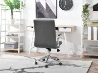 Fotel biurowy CRUZ SZARA SKÓRA EKOLOGICZNA  - CHROM - tapicerowany eko-skórą