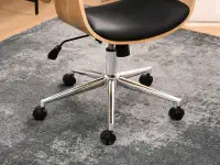 Fotel biurowy drewniany DUCK DĄB CZARNY - CHROM - krzesło biurowe z metalową podstawą