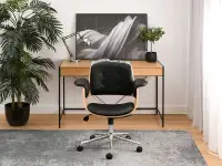 Fotel biurowy drewniany DUCK DĄB CZARNY - CHROM - wygodny fotel do biurka