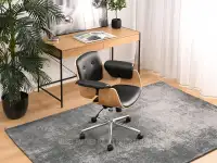 Fotel biurowy drewniany DUCK DĄB CZARNY - CHROM - wygodny fotel biurowy z podłokietnikami