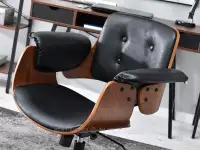 Krzesło obrotowe do biurka DACK ORZECH CZARNY - CZARNY - pikowane oparcie 