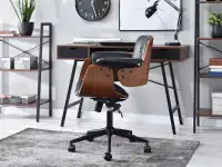 Krzesło obrotowe do biurka DACK ORZECH CZARNY - CZARNY - widoczna struktura drewna 