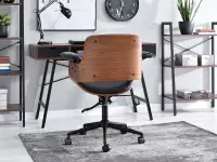 Krzesło obrotowe do biurka DACK ORZECH CZARNY - CZARNY - korpus wykonany z drewna giętego 