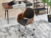 Wygodne krzesło do biurka ENRIC ORZECH - CZARNY EKOSKÓRA - fotel z siedziskiem ze skóry ekologicznej