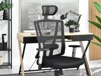Czarny fotel biurowy ergonomiczny FELIX - CZARNA NOGA - komfortowe siedzisko