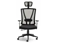 Czarny fotel biurowy ergonomiczny FELIX - CZARNA NOGA - przód