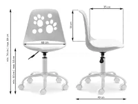 Krzesło dla dziecka do biurka FOOT SZARY - BIAŁY - wymiary