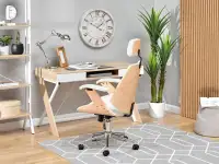 Fotel biurowy z regulacją wysokości FRANK BUK-KREM-CHROM - drewniany fotel do biurka