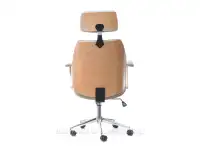 Fotel biurowy z drewnianym korpusem FRANK SZARY BUK - noga CHROM - tył
