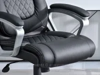Wygodny fotel biurowy pikowany GABOR CZARNA EKOSKÓRA SZARA NOGA - wysokojakościowa ekoskóra