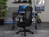 Fotel do komputera IPOWER CZARNO-SZARY dla graczy - fotel gamingowy w aranżacji z biurkiem MADS LED