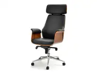 Produkt: Fotel-biurowy leonard orzech-czarny skóra-ekologiczna, podstawa chrom