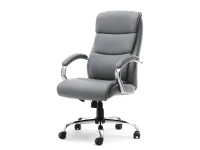 Produkt: Fotel biurowy luks szary skóra ekologiczna, podstawa chrom