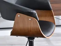 Krzesło biurowe obrotowe MANZA ORZECH I CZARNA SKÓRA EKOLOGICZNA - drewno gięte